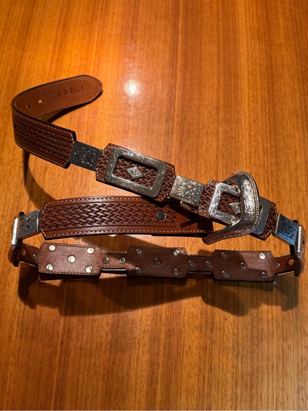3-D Men's Brown Leather Western Belt with Silver Buckle & Hardware|Sz 40